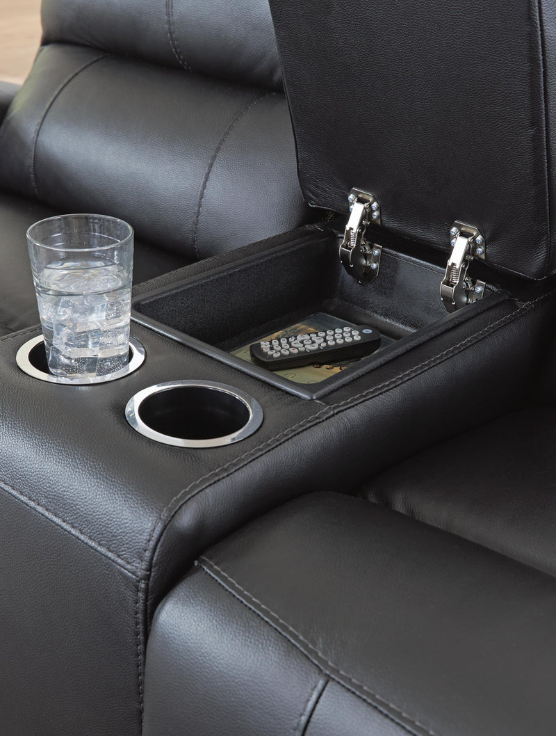 Glossmore Black Reclining Loveseat with Console - PCU1170094
