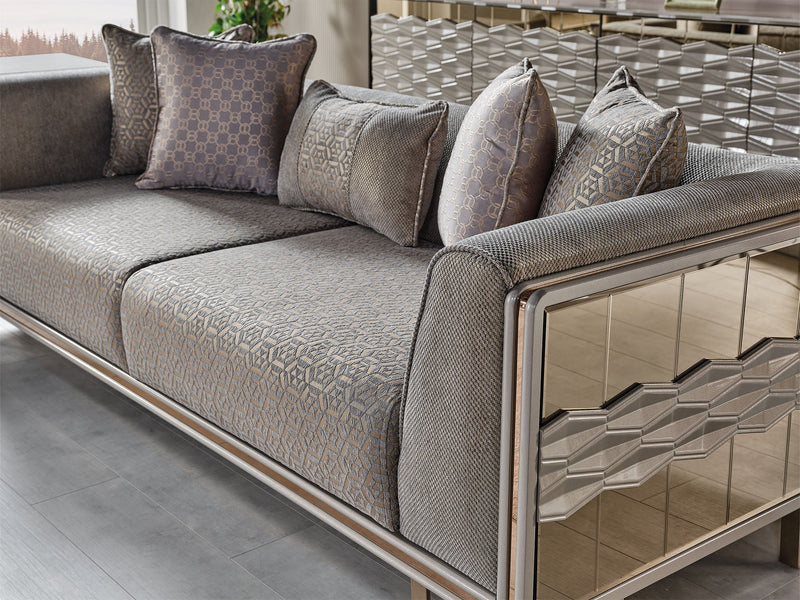 Gokce 4-pieces (2 Sofa & 2 Chair) Livingroom Set Grey in Grey - 101-GOK-E54635502-3311