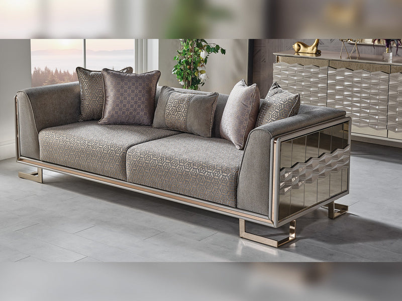 Gokce 4-pieces (2 Sofa & 2 Chair) Livingroom Set Grey in Grey - 101-GOK-E54635502-3311
