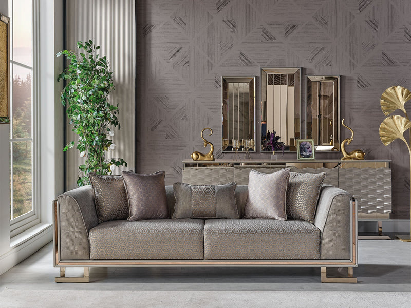 Gokce 4-pieces (2 Sofa & 2 Chair) Livingroom Set Grey in Grey - 101-GOK-E54635502-3311