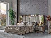 Gokce Bedroom (Queen Frame With Headboard & Dresser With Mirror & Ottoman & 2 Nightstand) - 120-GOK-SET