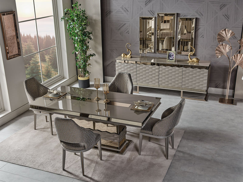 Gokce Diningroom (Consol With Mirror & Dining Table & 6 Dining Chair) - 115-GOK-DT-6-SET