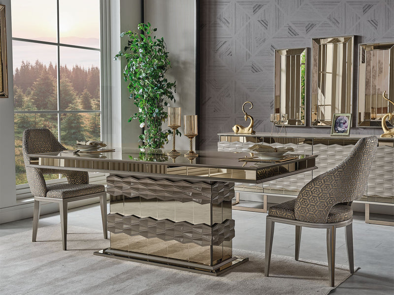 Gokce Diningroom (Consol With Mirror & Dining Table & 6 Dining Chair) - 115-GOK-DT-6-SET