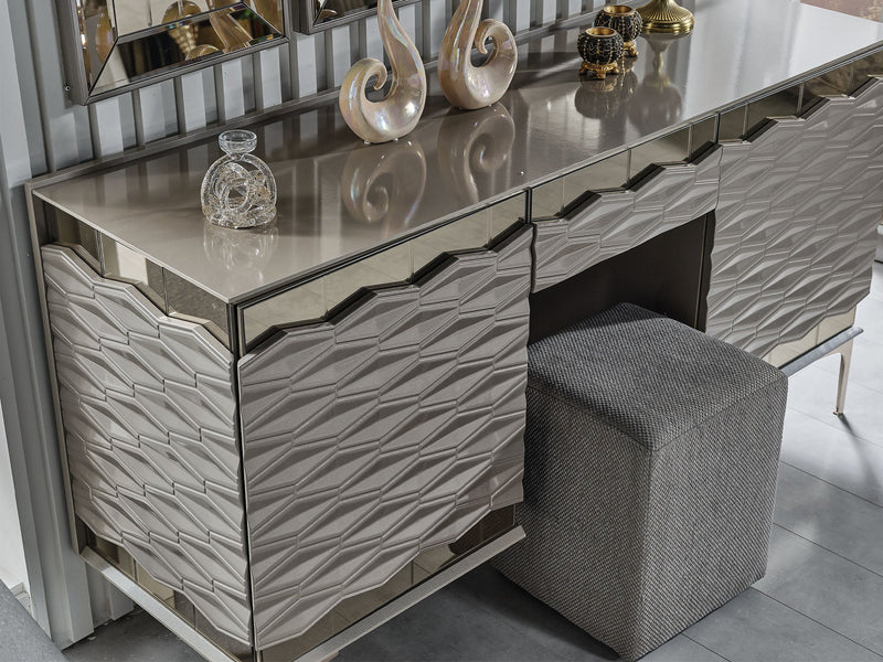 Gokce Dresser With Mirror & Ottoman - 120-GOK-DRM