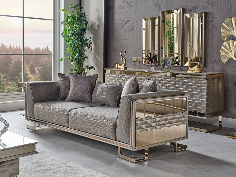 Gokce Stationary Sofa Grey in Grey - 101-GOK-E54635502-3