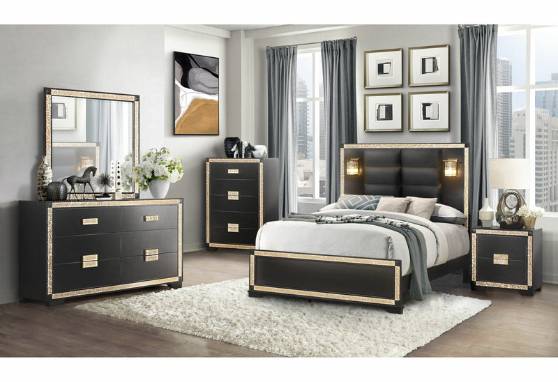Blake Black/Gold Nightstand - BLAKE-BLACK/GOLD-NS