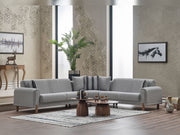 Gold Sectional Sofa in Light Grey - 200-SER-GOL-PINAR17-S