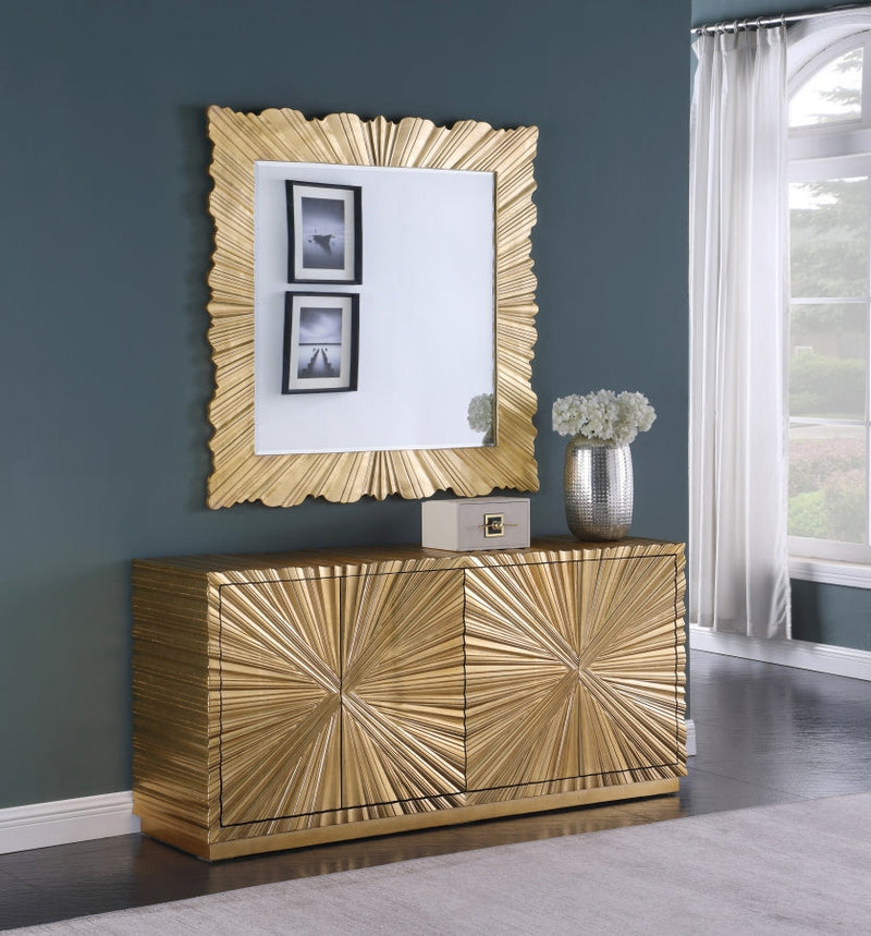 Golda Gold Leaf Frame Mirror in Gold - 447-M