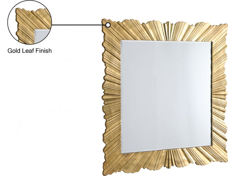 Golda Gold Leaf Frame Mirror in Gold - 447-M