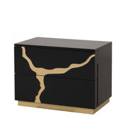 Goldsberg Black/Gold Nightstand - FM7425BK-N