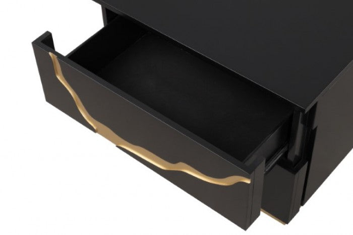 Goldsberg Black/Gold Nightstand - FM7425BK-N