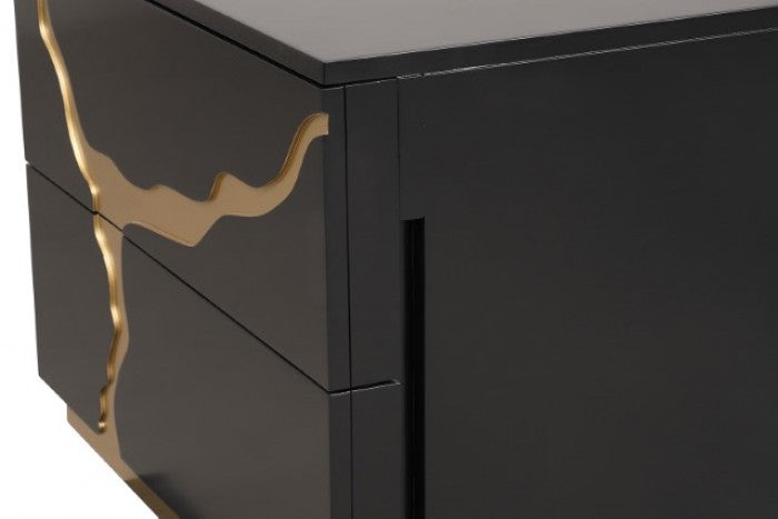 Goldsberg Black/Gold Nightstand - FM7425BK-N