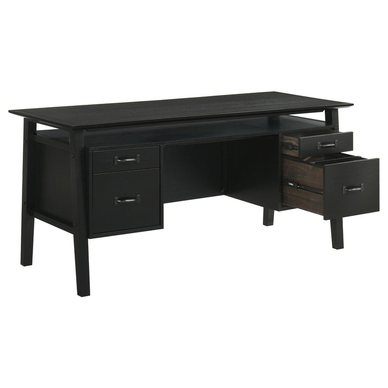 Goodson 64-inch 4-Drawer Double Pedestal Computer Desk Black - 801586