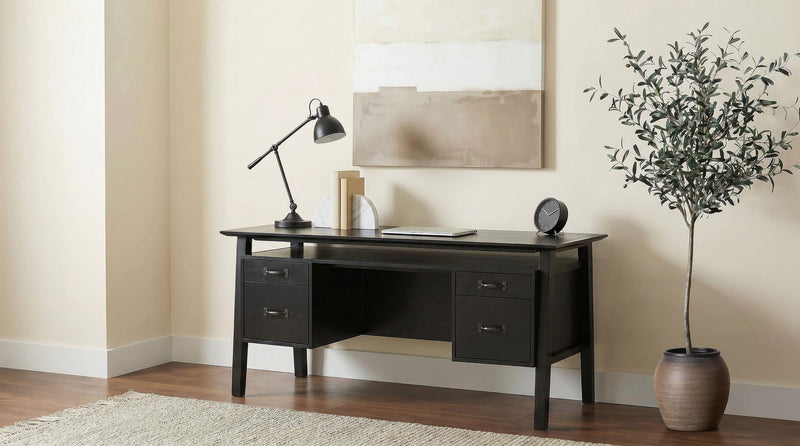 Goodson 64-inch 4-Drawer Double Pedestal Computer Desk Black - 801586