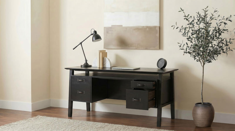 Goodson 64-inch 4-Drawer Double Pedestal Computer Desk Black - 801586