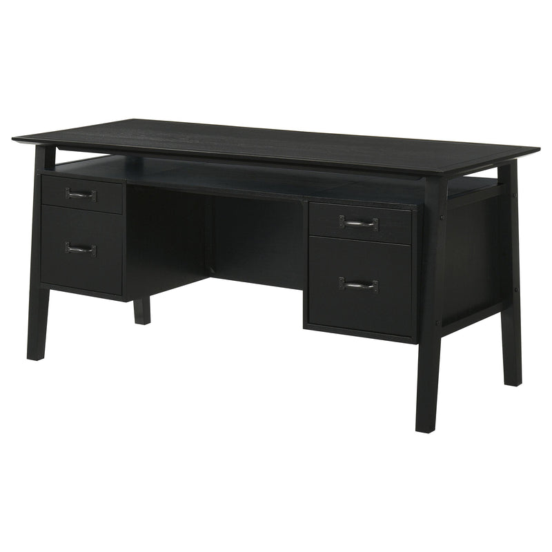 Goodson 64-inch 4-Drawer Double Pedestal Computer Desk Black - 801586