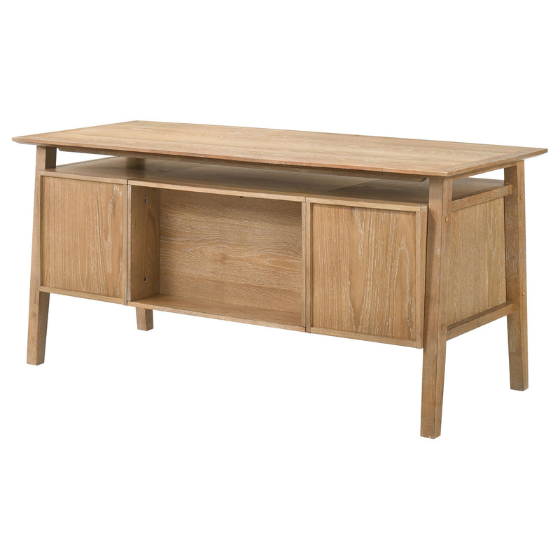 Goodson 64-inch 4-Drawer Double Pedestal Computer Desk Distressed Light Brown - 801587