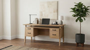 Goodson 64-inch 4-Drawer Double Pedestal Computer Desk Distressed Light Brown - 801587