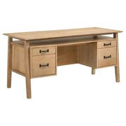 Goodson 64-inch 4-Drawer Double Pedestal Computer Desk Distressed Light Brown - 801587