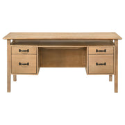 Goodson 64-inch 4-Drawer Double Pedestal Computer Desk Distressed Light Brown - 801587
