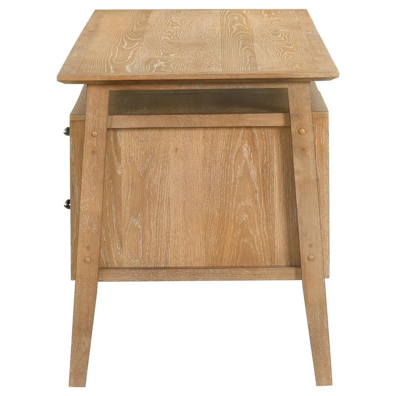 Goodson 64-inch 4-Drawer Double Pedestal Computer Desk Distressed Light Brown - 801587