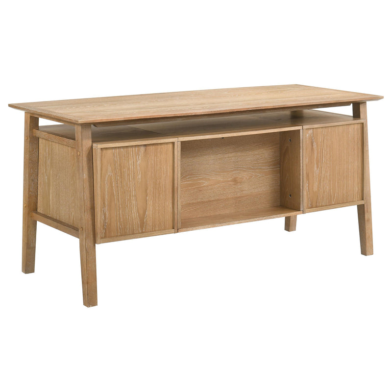 Goodson 64-inch 4-Drawer Double Pedestal Computer Desk Distressed Light Brown - 801587
