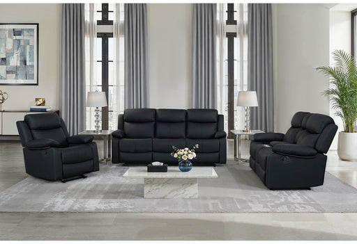 U6026 Black Pu 72A Rec Sofa/Console Rec Loveseat W/Led & Speaker/Rec - U6026-BLACK PU 72A-RS/CRLS W/ LED&SPKR/GR