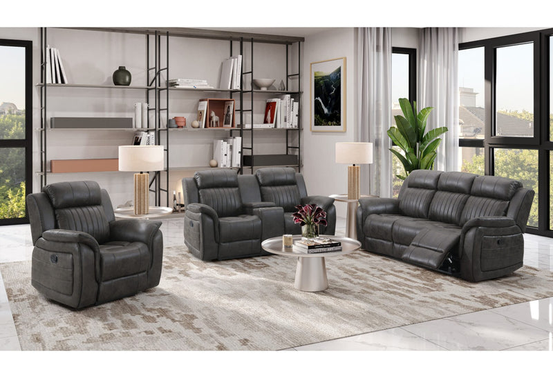 U8517 Grey Reclining Sofa/Console Reclining Loveseat/Glider Recliner - U8517-GREY-RS/CRLS/GR-N