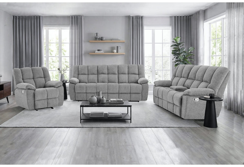 U6000 Smoke Reclining Sofa/Console Reclining Loveseat/Glider Recliner - U6000-SMOKE-RS/CRLS/GR-N