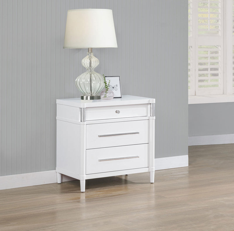 Gracemont 3-drawer Bedroom Nightstand Bedside Table White - 225072