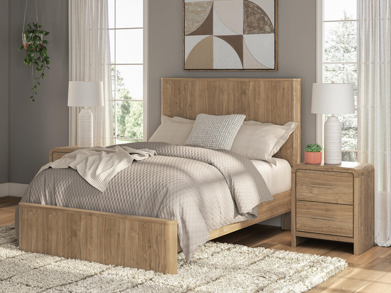 Gramburg Warm Natural Brown Full Panel Platform Bed - PCB1121B9