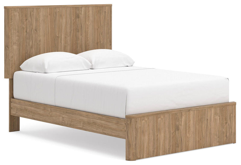 Gramburg Warm Natural Brown Full Panel Platform Bed - PCB1121B9
