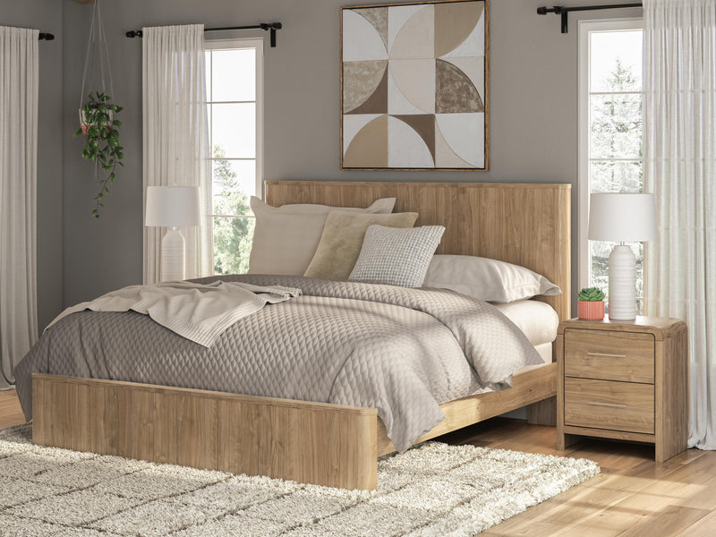 Gramburg Warm Natural Brown King Panel Bed - PCB1121B16