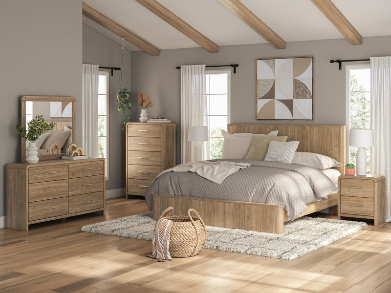 Gramburg Warm Natural Brown King Panel Bed - PCB1121B16