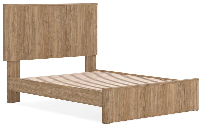 Gramburg Warm Natural Brown Queen Panel Platform Bed - PCB1121B10