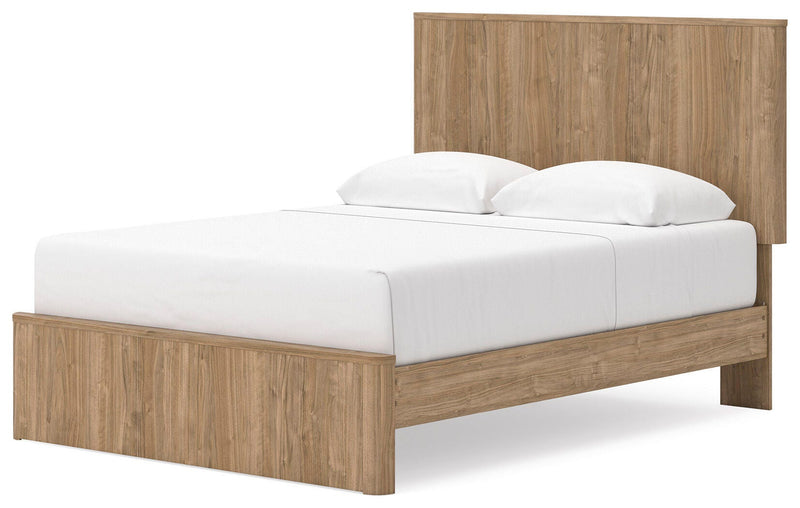 Gramburg Warm Natural Brown Queen Panel Platform Bed - PCB1121B10