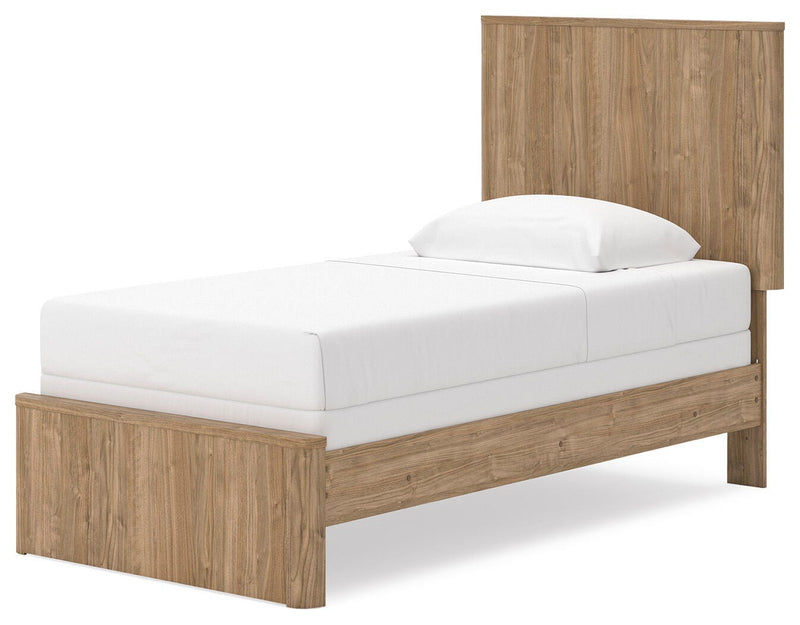 Gramburg Warm Natural Brown Twin Panel Bed - PCB1121B2