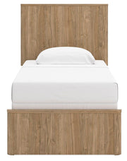 Gramburg Warm Natural Brown Twin Panel Bed - PCB1121B2