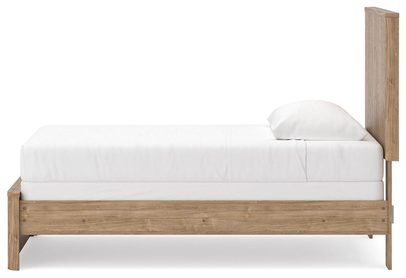 Gramburg Warm Natural Brown Twin Panel Bed - PCB1121B2