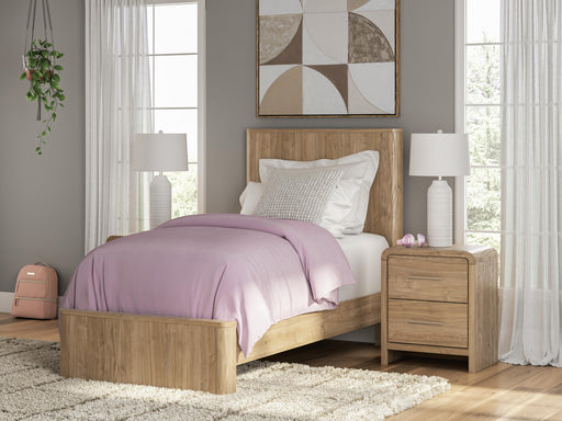 Gramburg Warm Natural Brown Twin Panel Platform Bed - PCB1121B8
