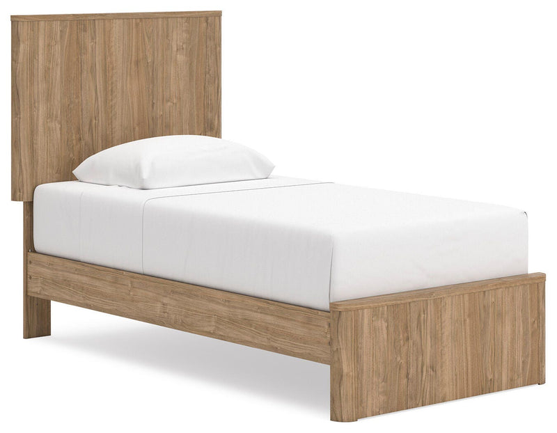 Gramburg Warm Natural Brown Twin Panel Platform Bed - PCB1121B8