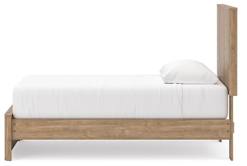 Gramburg Warm Natural Brown Twin Panel Platform Bed - PCB1121B8