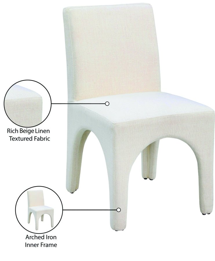 Gramercy Linen Textured Fabric Upholstered Dining Chair in Beige, Set of 2 - 753Beige-C