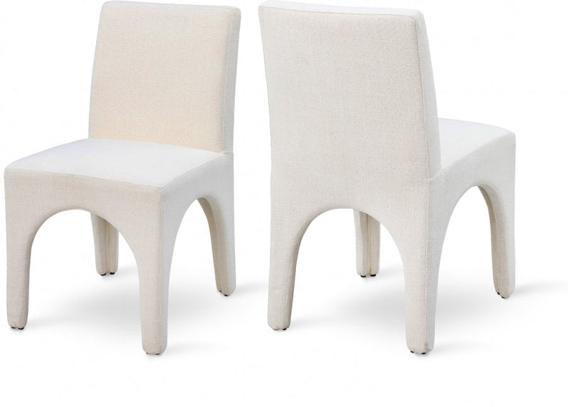 Gramercy Linen Textured Fabric Upholstered Dining Chair in Beige, Set of 2 - 753Beige-C