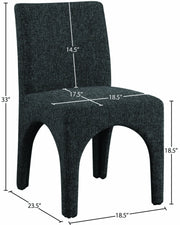 Gramercy Linen Textured Fabric Upholstered Dining Chair in Black, Set of 2 - 753Black-C