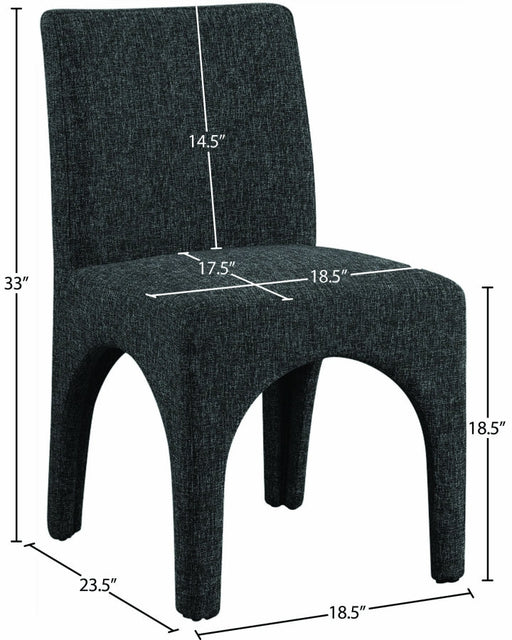 Gramercy Linen Textured Fabric Upholstered Dining Chair in Black, Set of 2 - 753Black-C