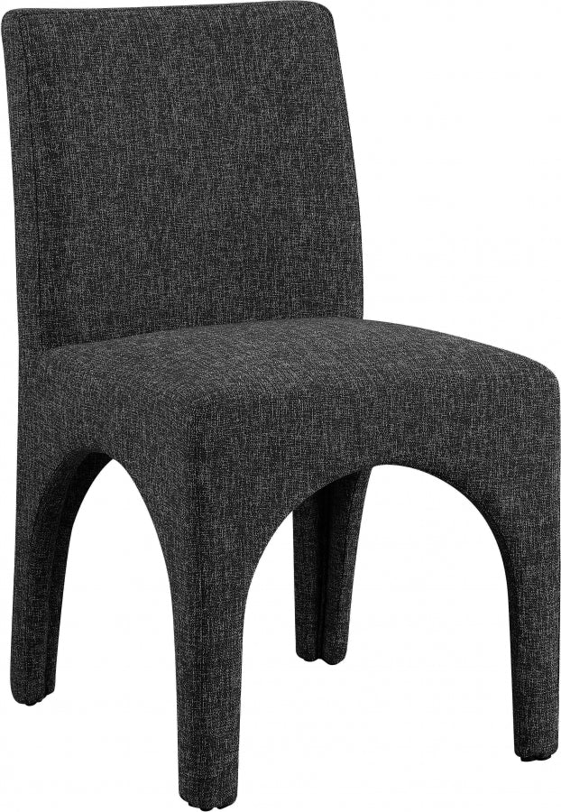 Gramercy Linen Textured Fabric Upholstered Dining Chair in Black, Set of 2 - 753Black-C