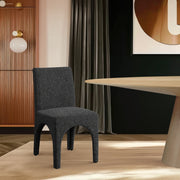 Gramercy Linen Textured Fabric Upholstered Dining Chair in Black, Set of 2 - 753Black-C