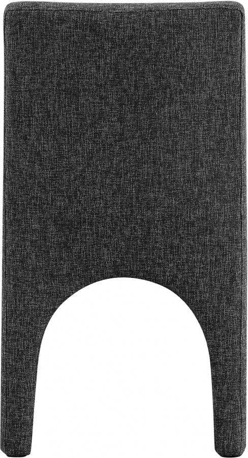 Gramercy Linen Textured Fabric Upholstered Dining Chair in Black, Set of 2 - 753Black-C