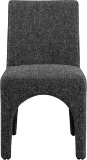Gramercy Linen Textured Fabric Upholstered Dining Chair in Black, Set of 2 - 753Black-C